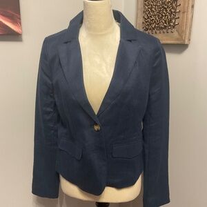 Navy Linen Blazer - Size M